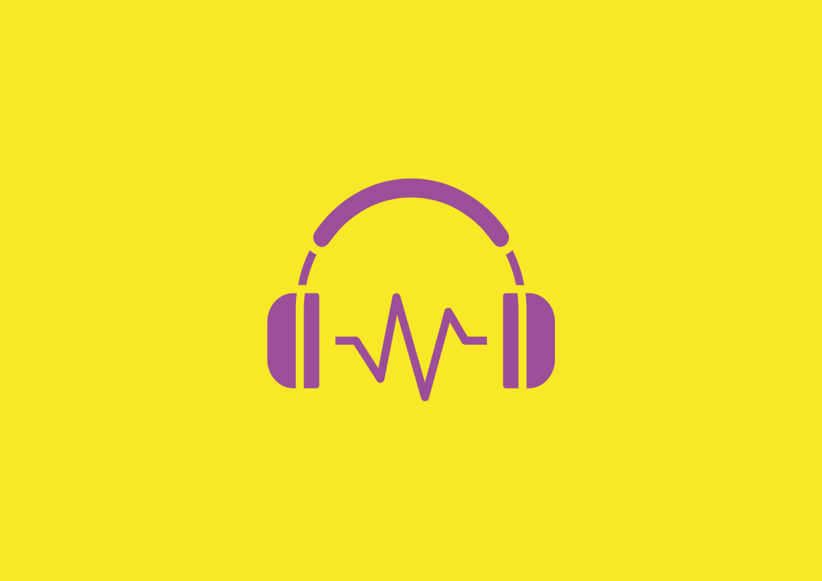 sur fond jaune apparait un casque pour écouter la voix off de la page des Sens et l'écrit. C'est Béatrice Schaller-Le Leu qui lit.